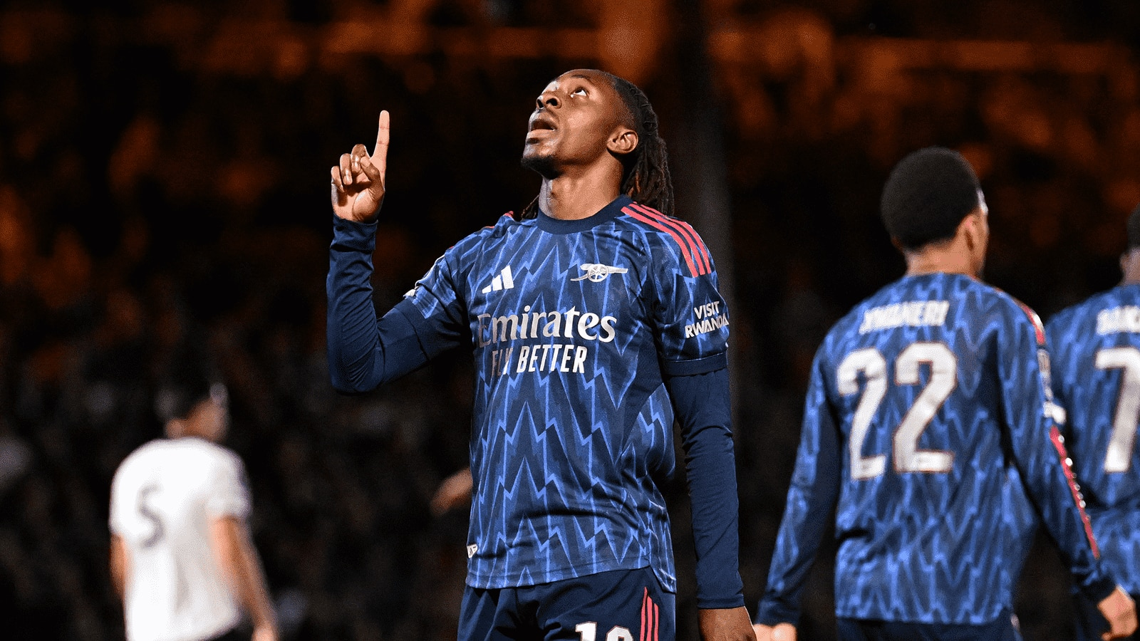 Eze celebrates his first goal, calling it "a special day" in a heartfelt interview